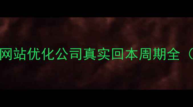 图片 3-6个月回本？网站优化公司真实回本周期全（附实操数据）2