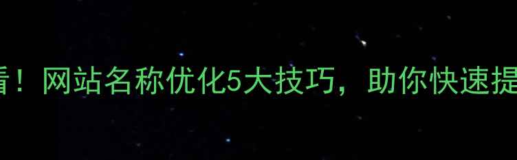 图片 ICP备案必看！网站名称优化5大技巧，助你快速提升SEO排名2