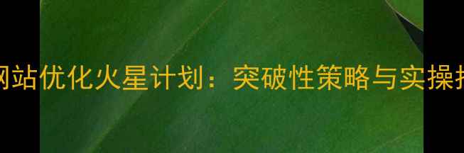 图片 SEO网站优化火星计划：突破性策略与实操指南1