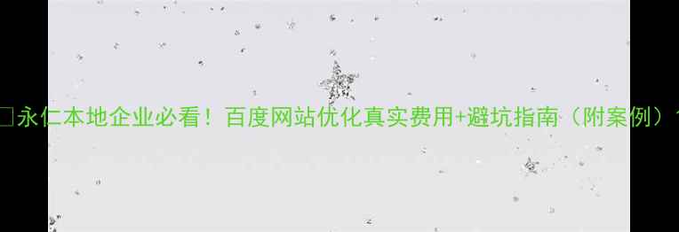 图片 ✨永仁本地企业必看！百度网站优化真实费用+避坑指南（附案例）1