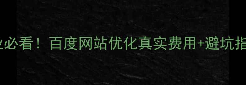 图片 ✨永仁本地企业必看！百度网站优化真实费用+避坑指南（附案例）2