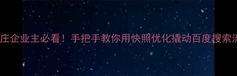 图片 ✨石家庄企业主必看！手把手教你用快照优化撬动百度搜索流量✨2