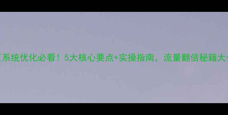 图片 ✨网页系统优化必看！5大核心要点+实操指南，流量翻倍秘籍大公开🌟