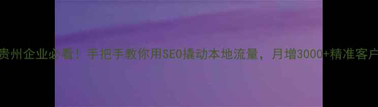 图片 ✨贵州企业必看！手把手教你用SEO撬动本地流量，月增3000+精准客户🌟