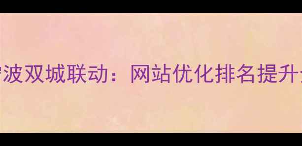 图片 上海+宁波双城联动：网站优化排名提升全攻略1