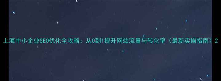 图片 上海中小企业SEO优化全攻略：从0到1提升网站流量与转化率（最新实操指南）2