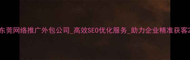 图片 东莞网络推广外包公司_高效SEO优化服务_助力企业精准获客2