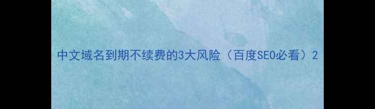 图片 中文域名到期不续费的3大风险（百度SEO必看）2