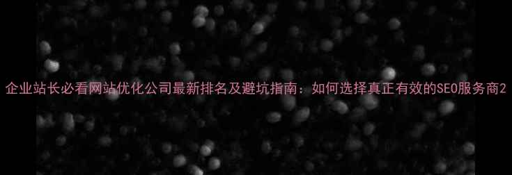 图片 企业站长必看网站优化公司最新排名及避坑指南：如何选择真正有效的SEO服务商2