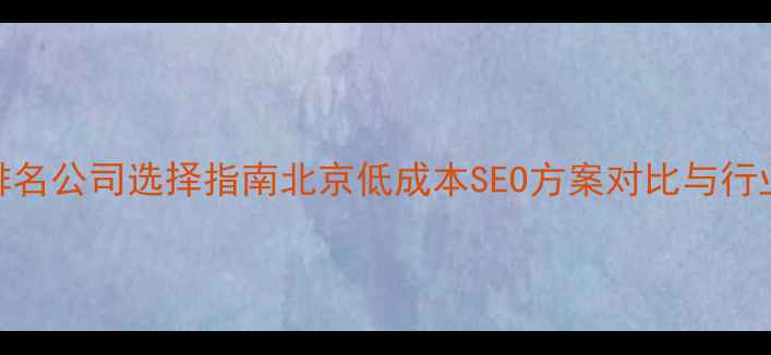 图片 优化网站排名公司选择指南北京低成本SEO方案对比与行业避坑指南