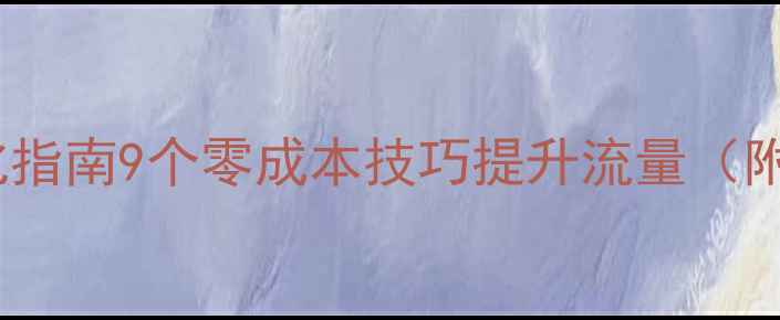 图片 免费网站优化指南9个零成本技巧提升流量（附工具清单）2