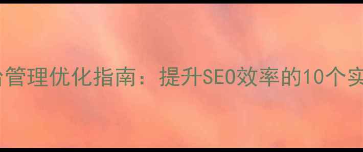 图片 公司后台管理优化指南：提升SEO效率的10个实用技巧2