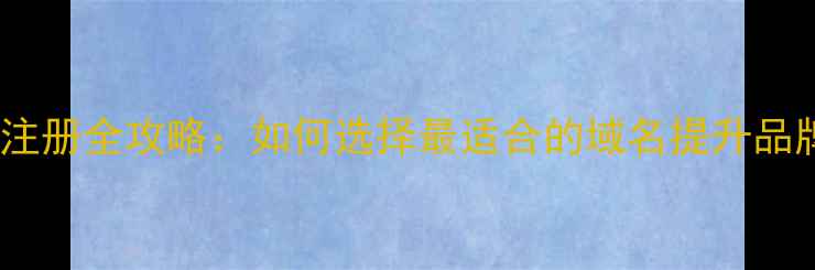 图片 公司域名注册全攻略：如何选择最适合的域名提升品牌价值？1