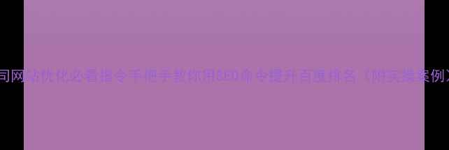 图片 公司网站优化必看指令手把手教你用SEO命令提升百度排名（附实操案例）2