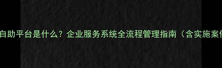 图片 公司自助平台是什么？企业服务系统全流程管理指南（含实施案例）2