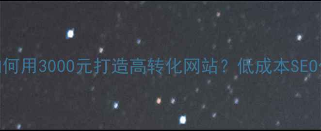 图片 十堰中小企业如何用3000元打造高转化网站？低成本SEO优化设计全攻略