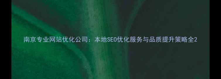 图片 南京专业网站优化公司：本地SEO优化服务与品质提升策略全2