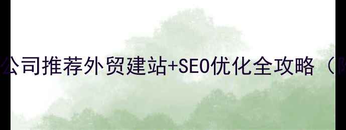 图片 南京外贸网站建设公司推荐外贸建站+SEO优化全攻略（附本地企业案例）1