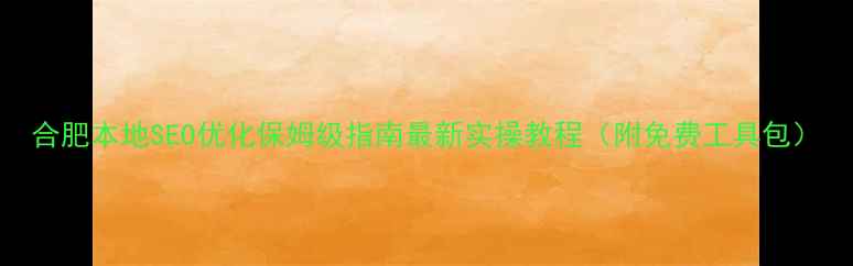 图片 合肥本地SEO优化保姆级指南最新实操教程（附免费工具包）
