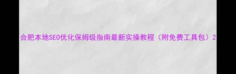 图片 合肥本地SEO优化保姆级指南最新实操教程（附免费工具包）2