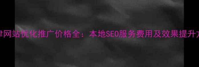 图片 天津网站优化推广价格全：本地SEO服务费用及效果提升方案