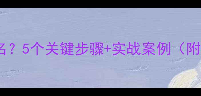 图片 如何优化网站排名？5个关键步骤+实战案例（附百度收录技巧）2