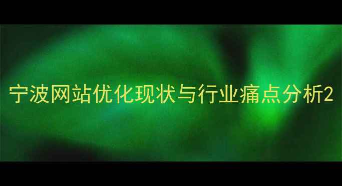 图片 宁波网站优化现状与行业痛点分析2