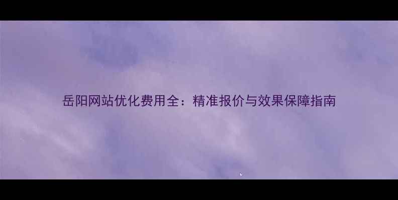 图片 岳阳网站优化费用全：精准报价与效果保障指南