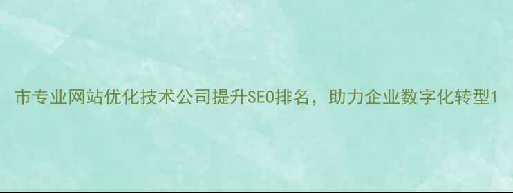图片 市专业网站优化技术公司提升SEO排名，助力企业数字化转型1