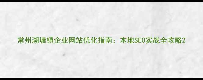 图片 常州湖塘镇企业网站优化指南：本地SEO实战全攻略2