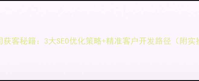 图片 建站公司获客秘籍：3大SEO优化策略+精准客户开发路径（附实操案例）