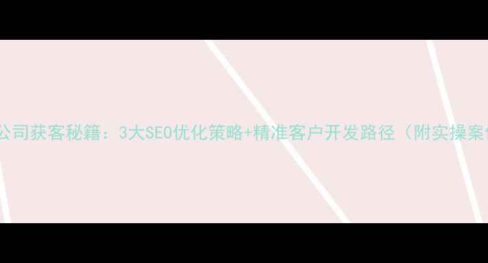 图片 建站公司获客秘籍：3大SEO优化策略+精准客户开发路径（附实操案例）1