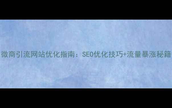 图片 微商引流网站优化指南：SEO优化技巧+流量暴涨秘籍