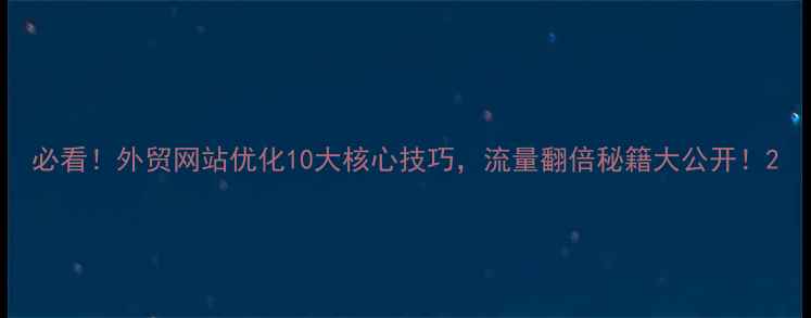 图片 必看！外贸网站优化10大核心技巧，流量翻倍秘籍大公开！2
