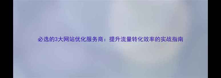 图片 必选的3大网站优化服务商：提升流量转化效率的实战指南