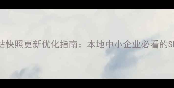 图片 新乡获嘉网站快照更新优化指南：本地中小企业必看的SEO提升方案1