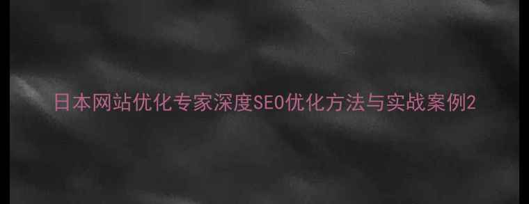 图片 日本网站优化专家深度SEO优化方法与实战案例2