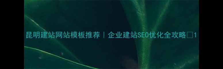 图片 昆明建站网站模板推荐｜企业建站SEO优化全攻略🔥1