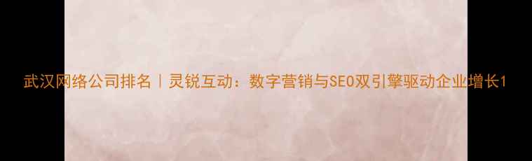 图片 武汉网络公司排名｜灵锐互动：数字营销与SEO双引擎驱动企业增长1