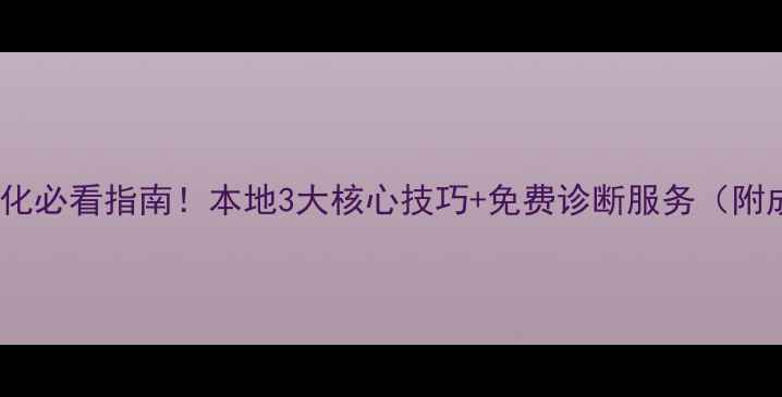 图片 汝州网站优化必看指南！本地3大核心技巧+免费诊断服务（附成功案例）1