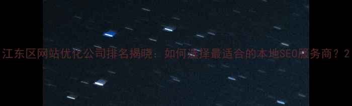 图片 江东区网站优化公司排名揭晓：如何选择最适合的本地SEO服务商？2