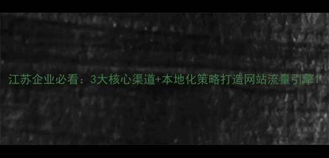 图片 江苏企业必看：3大核心渠道+本地化策略打造网站流量引擎1