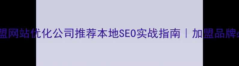 图片 济南加盟网站优化公司推荐本地SEO实战指南｜加盟品牌必看！1