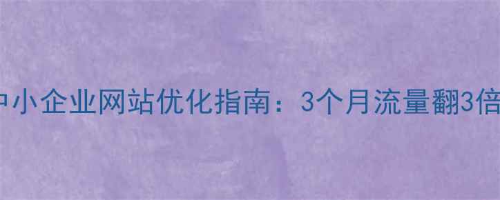 图片 濮阳南乐中小企业网站优化指南：3个月流量翻3倍实战经验2