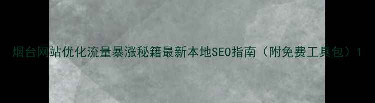 图片 烟台网站优化流量暴涨秘籍最新本地SEO指南（附免费工具包）1