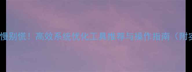 图片 电脑运行变慢别慌！高效系统优化工具推荐与操作指南（附实战技巧）1