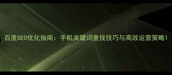 图片 百度SEO优化指南：手机关键词查找技巧与高效运营策略1