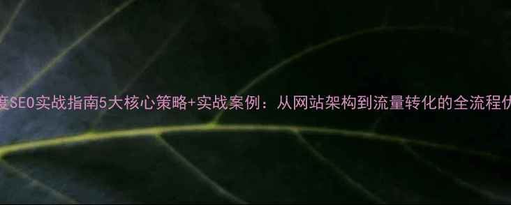 图片 百度SEO实战指南5大核心策略+实战案例：从网站架构到流量转化的全流程优化