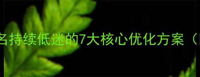图片 百度SEO实战指南网站排名持续低迷的7大核心优化方案（附诊断工具+执行模板）1