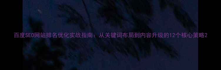 图片 百度SEO网站排名优化实战指南：从关键词布局到内容升级的12个核心策略2